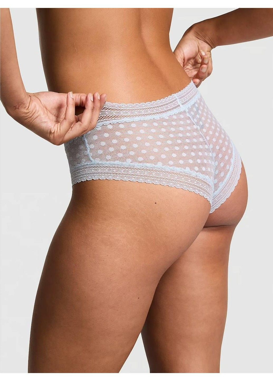 Трусики-чіки жіночі мереживні PINK Victorias Secret Wink Cheeky Panty блакитні Victoria's Secret (340317130)