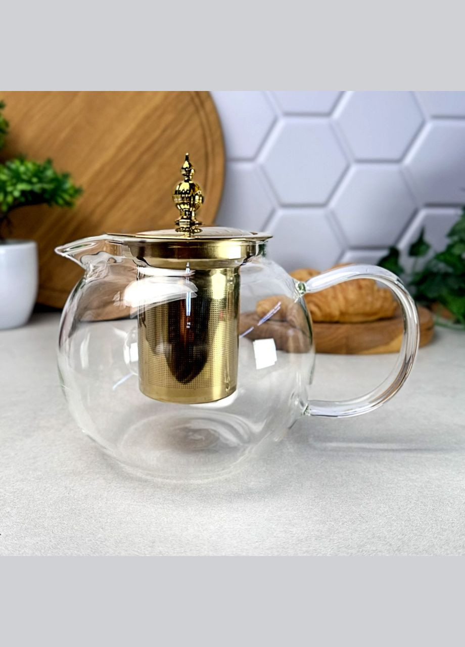 Стеклянный чайник-кофейник для плиты 950 мл Kandy Золото No Brand (315436529)