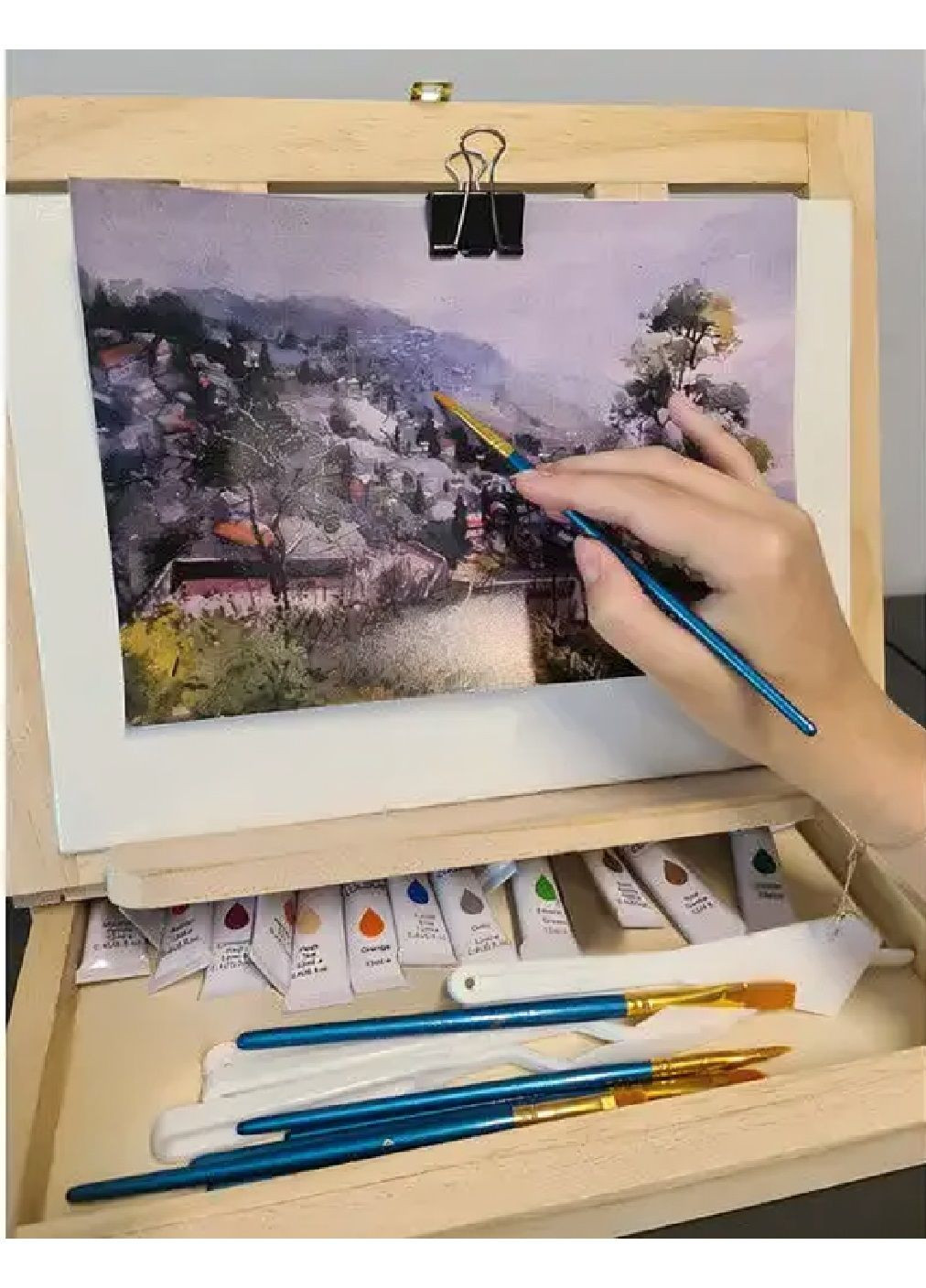 Набор комплект художественный для рисования чемодане с мольбертом холстами 45 элементов 34х26х6,5 см (479239-Prob) Unbranded (316427046)