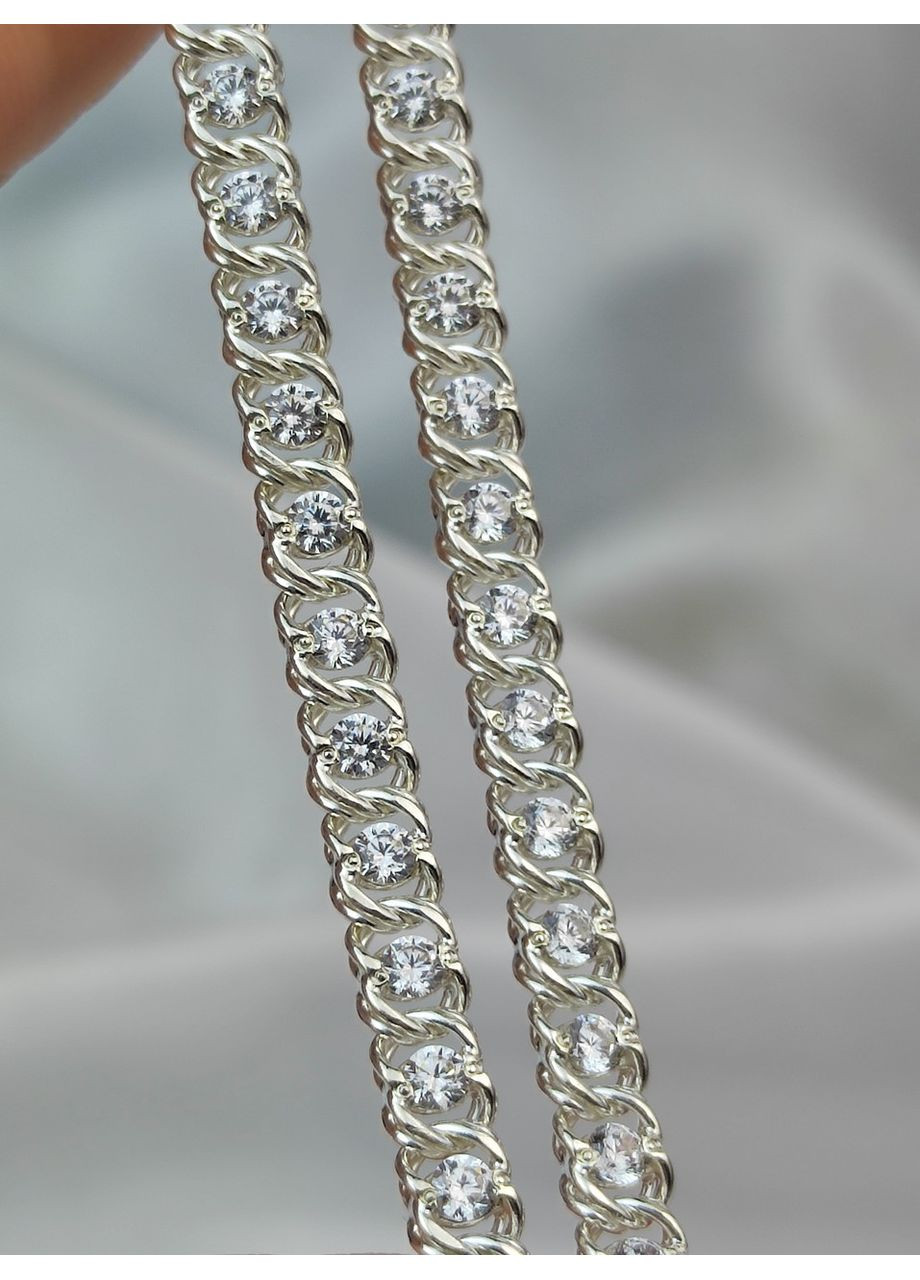 Срібний жіночий ланцюжок 925 проби Арабський бісмарк з камінням 45 см No Brand (366664910)