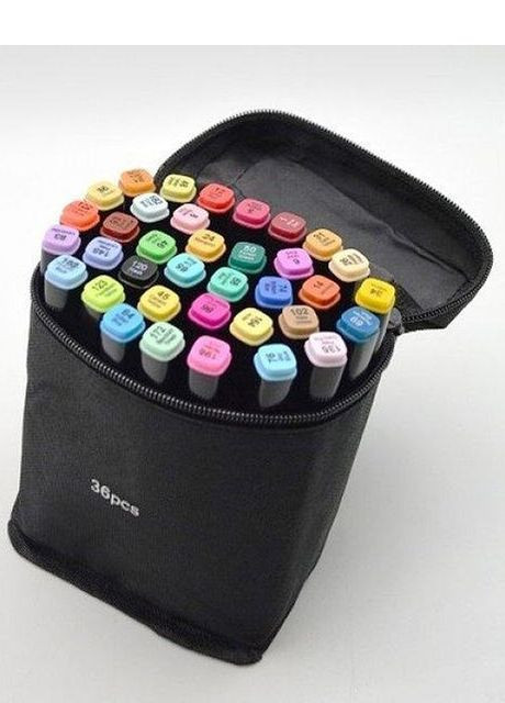 Набір маркерів 36 кольорів для малювання скетчингу Фломастери двосторонні No Brand (282627377)