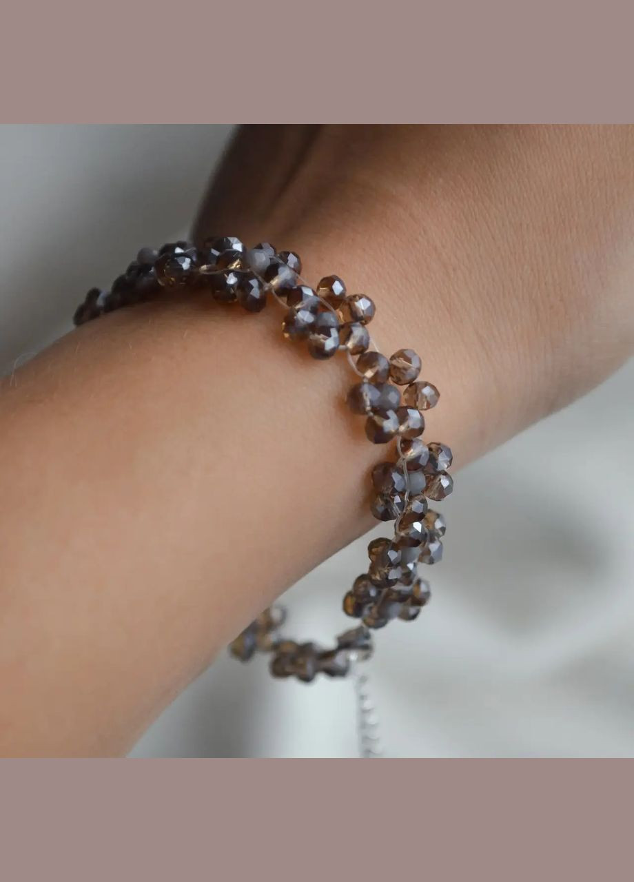 Браслет "Ромашка" чешский хрусталь темно-медовый с переливом, ф-ра гип-сплав d-4мм L-18-23см No Brand браслет (302319032)