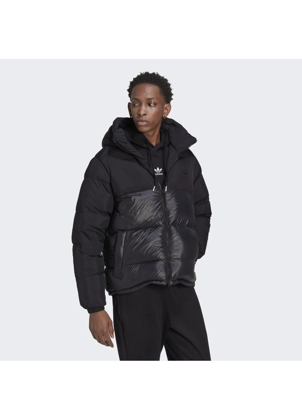 Чорна пуховик чоловічий down regen hooded puffer jacket black hl9181 adidas
