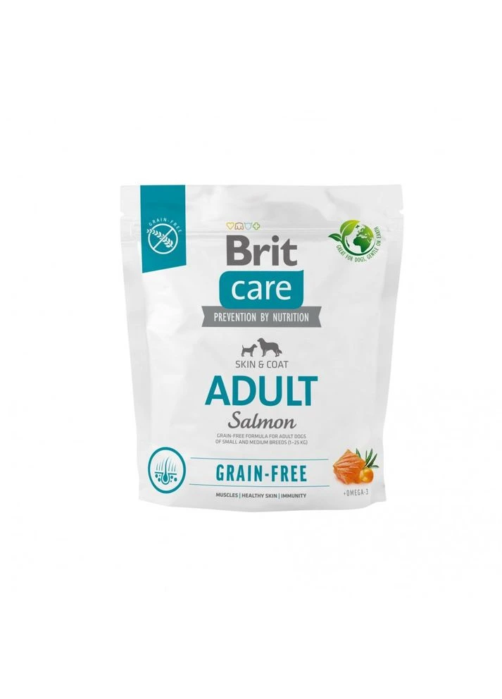 Корм сухой Dog Grain-free Adult для взрослых собак малых и средних пород беззерновой с лососем 1 кг Brit Care (393659650)