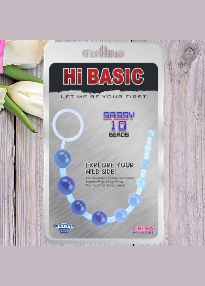 Анальные бусы голубые Hi Basic "sassy 10 beads" Chisa (301417061)