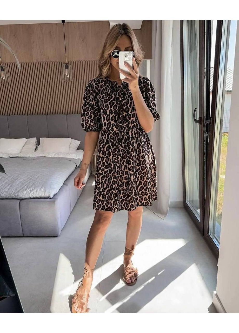 Коричнева святковий сукня Vione леопардовий