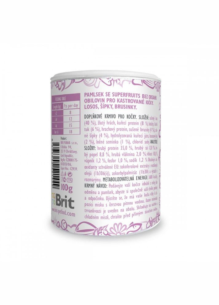 Лакомство для кошек Care Crunchy Cracker Superfruits 100 г, с лососем, шиповником и клюквой Brit (292260134)