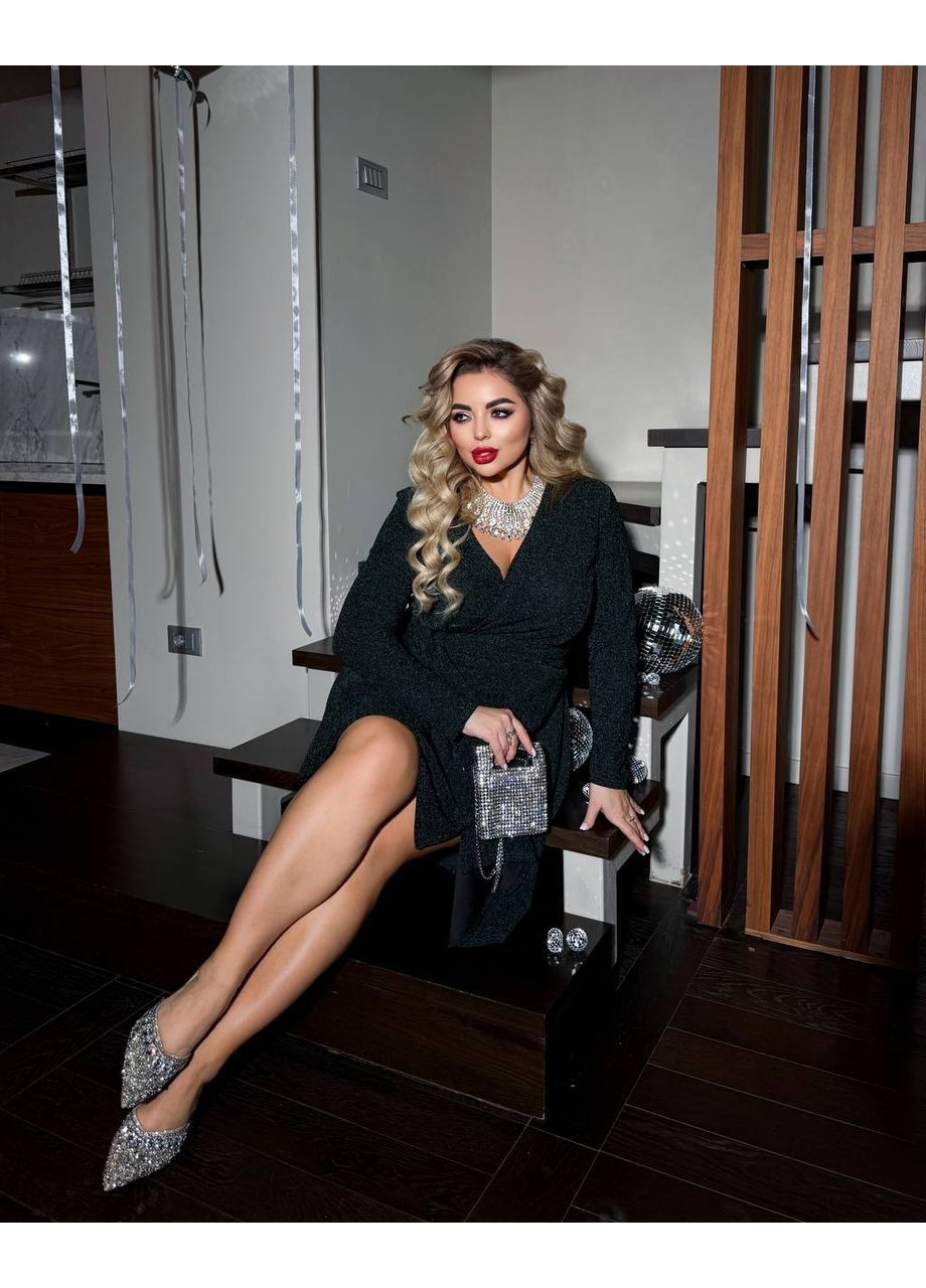 Изумрудное праздничный, вечернее, кэжуал женское платье праздничное а-силуэт Style Point однотонное