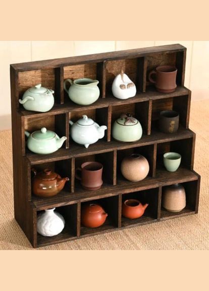 Полиця для чашок з дерева Кахарі капучино (СДК-008009) No Brand (327850079)