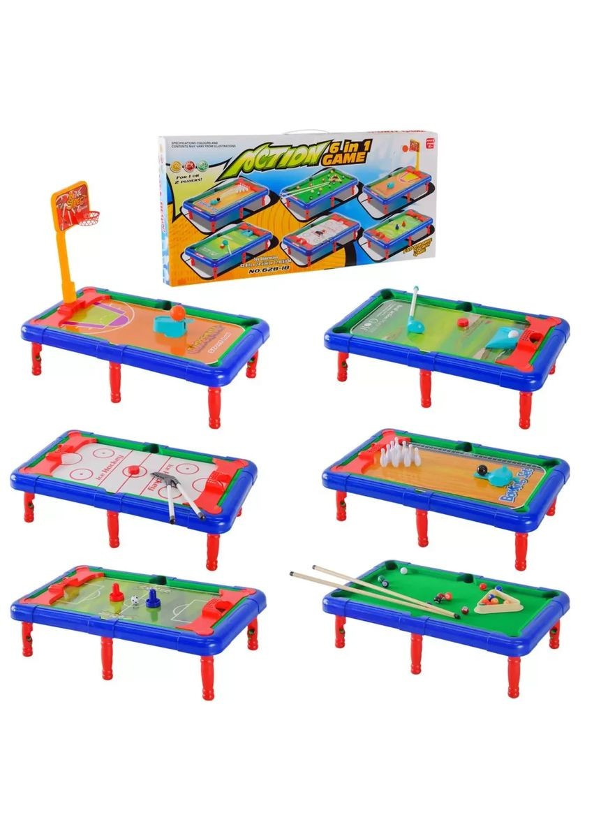 Настільна гра футбол хокей більярд гольф баскетбол боулінг 6 в 1 628-18, в коробці No Brand (362425454)