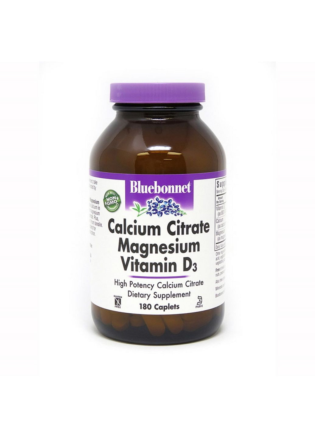 Вітаміни та мінерали Calcium Citrate Magnesium Vitamin D3, 180 каплет Bluebonnet Nutrition (293337925)