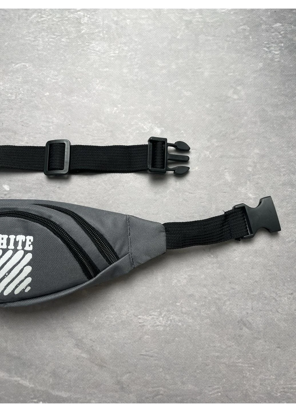 Поясная сумка бананка Off White серая нагрудная спортивная мужская через плечо офф вайт маленькая городская текстильная No Brand (401852122)