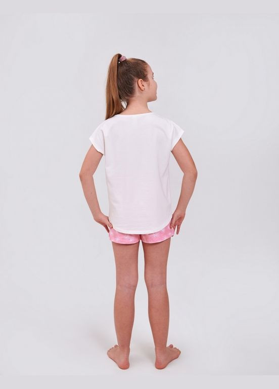 Молочная пижама (футболка + шорты) молочный Smil