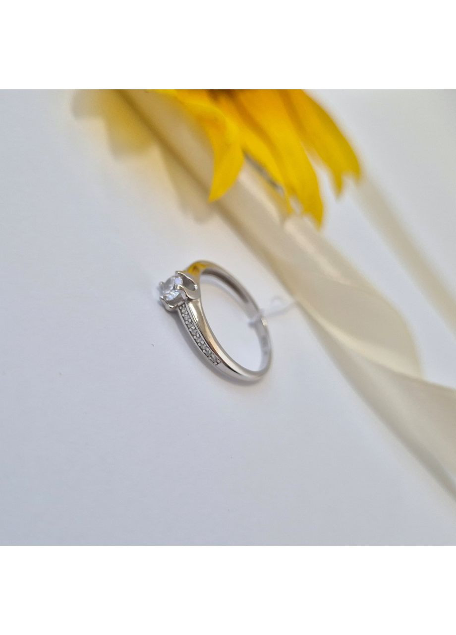 Срібна каблучка з Білим каменем розмір срібло 925 проби Родоване 1669к 1.78г No Brand (355343915)