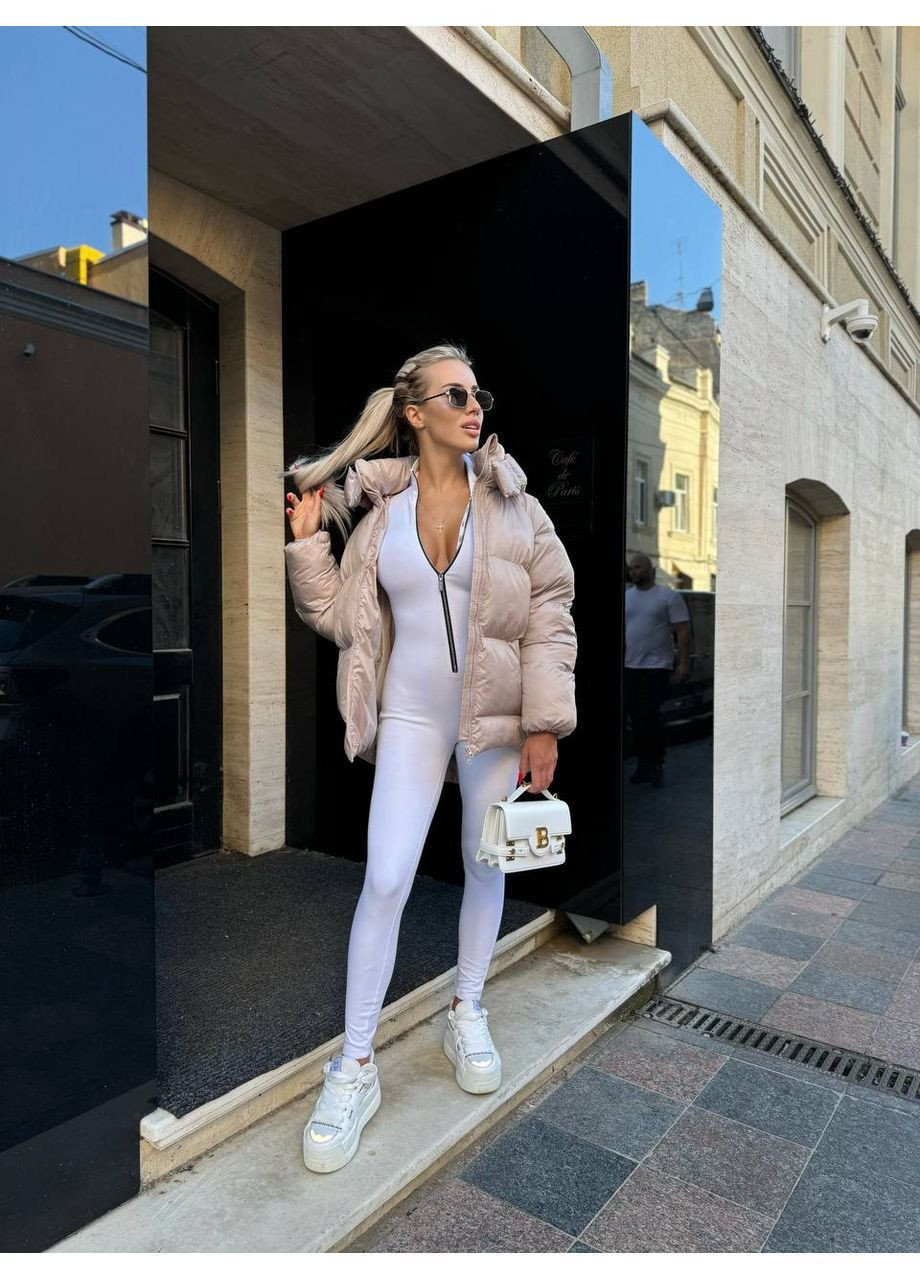 Бежевий демісезонний Пуховик Style Point