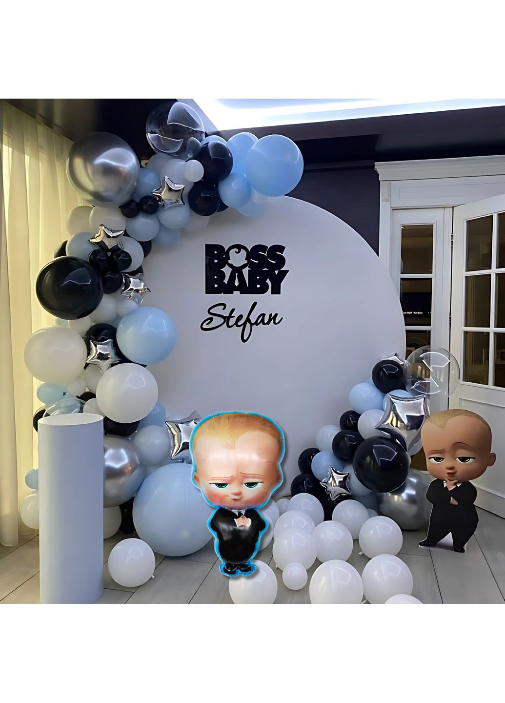 Набор 110 шаров для фотозоны Бэби Босс в смокинге Белый и черный No Brand (360559987)