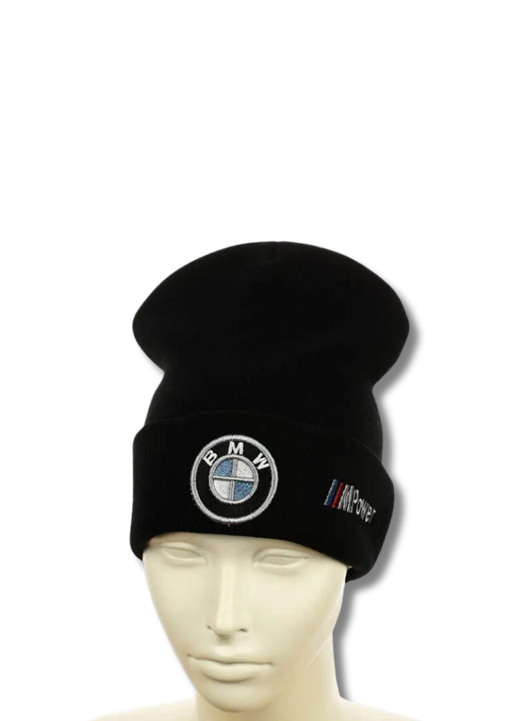 Шапка біні лонг з вишивкою БМВ / BMW No Brand Шапка вишивкою (342058488)