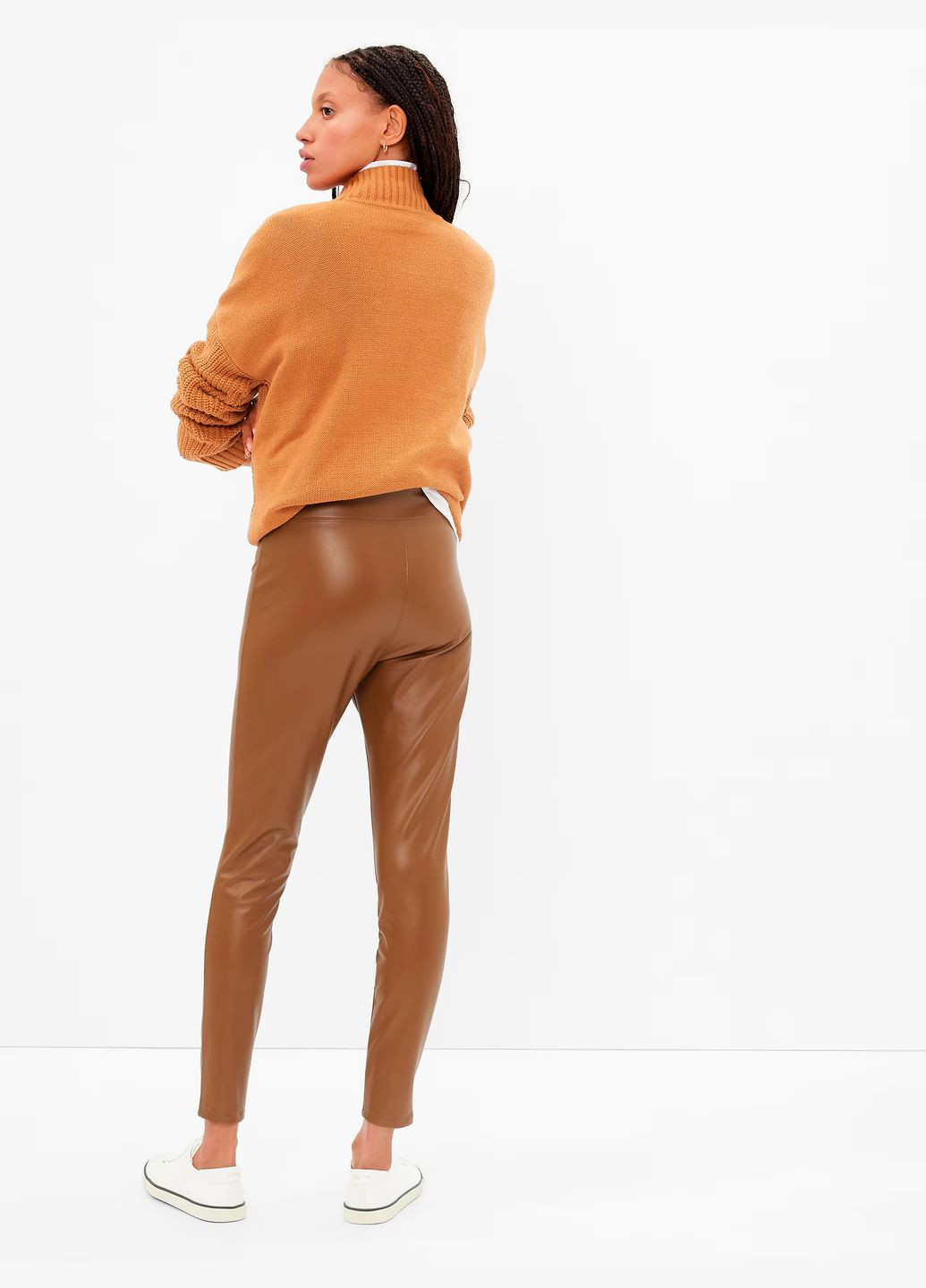 Легінси з еко-шкіри bright brown коричневі Gap (315722743)
