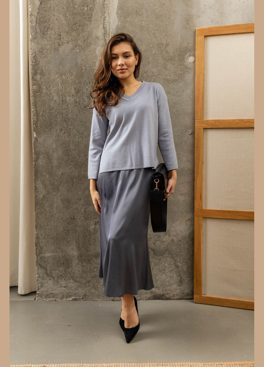 Шовкова міді спідниця. Графіт Seventeen (334731712)