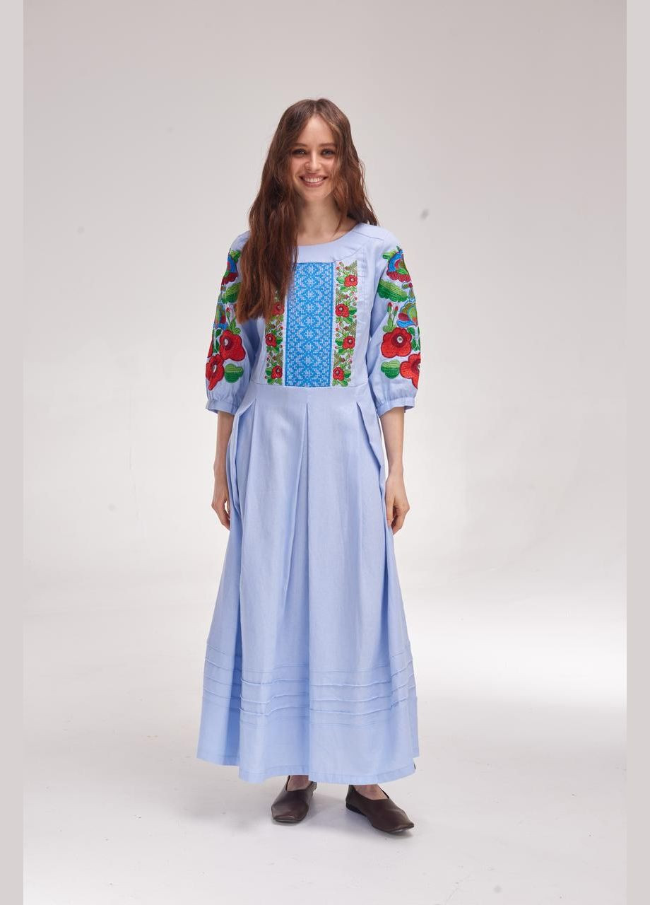 Жіноча вишита сукня "Орися" блакитна MEREZHKA (288605901)