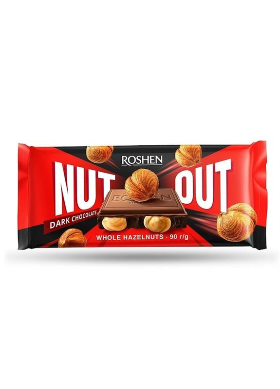 Шоколад Roshen NUТ OUT чорний з цілим підсоленим фундуком 90г (22-0744) Кукумбер (357435770)