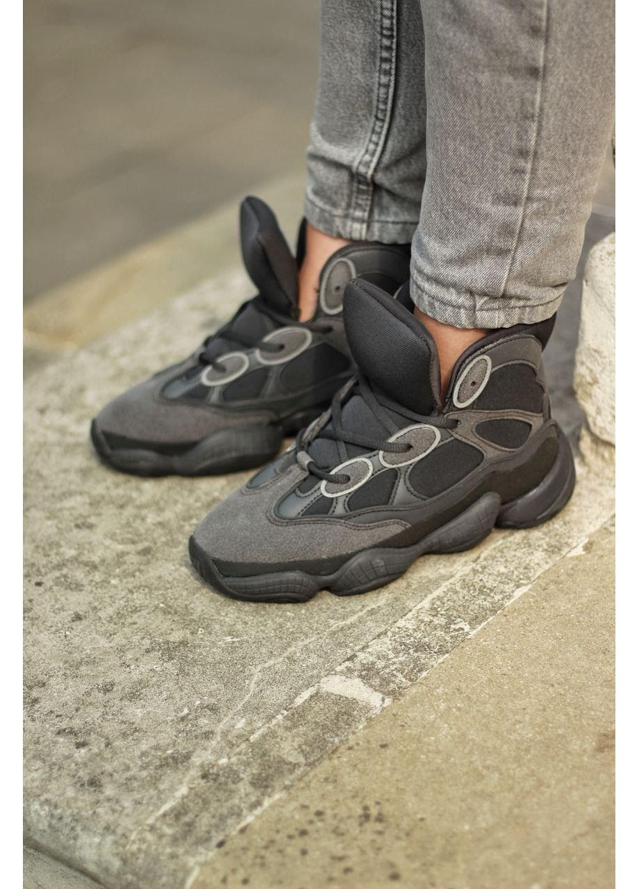 КРОССОВКИ ЖЕНСКИЕ ADIDAS YEEZY BOOST 500 HIGHT UTILITY BLACK АДИДАС ИЗИ БУСТ No Brand чёрные демисезоны (368870027)