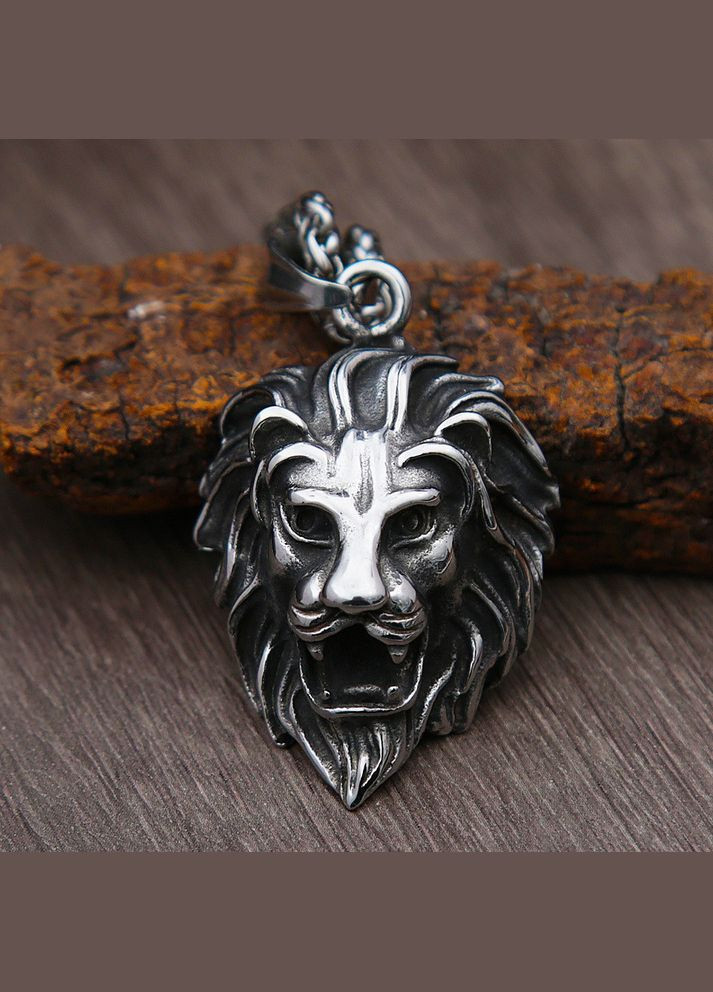 Кулон із ланцюжком чоловічий амулет підвіска голова лева Viking (338425397)