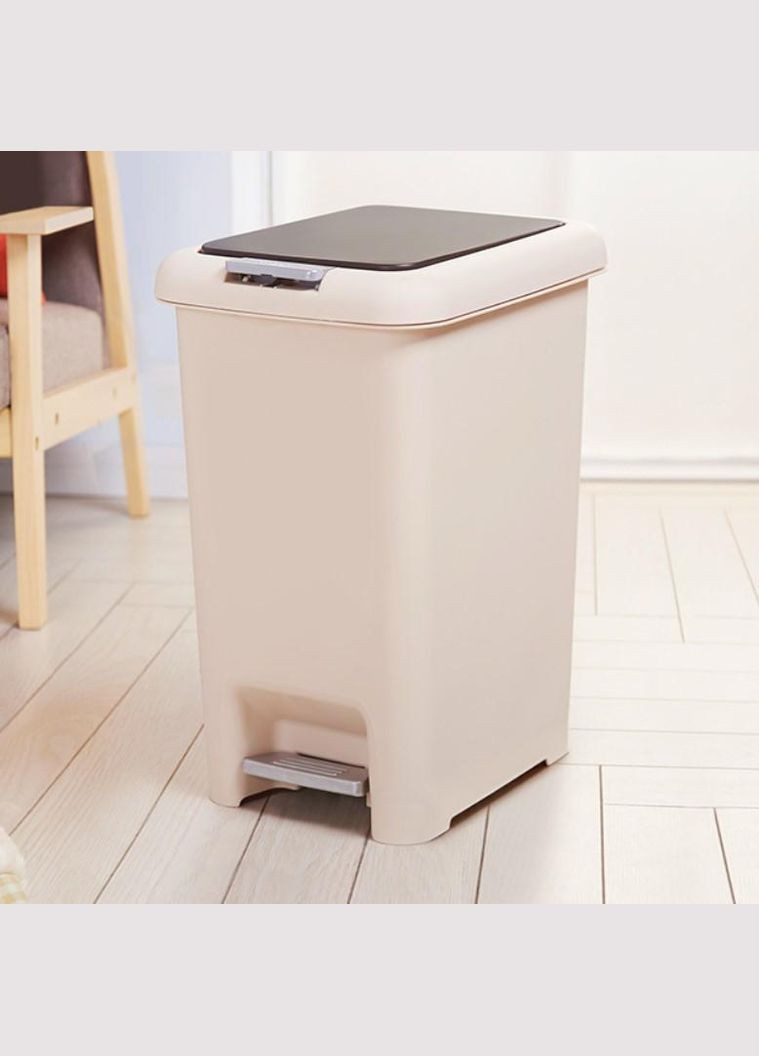 Відро для сміття з кришкою та педаллю BIN-01 45L BEIGE MVM (317286358)