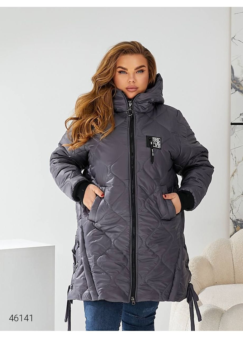 Темно-сіре зимнє Пальто жіноче стьобане Byron