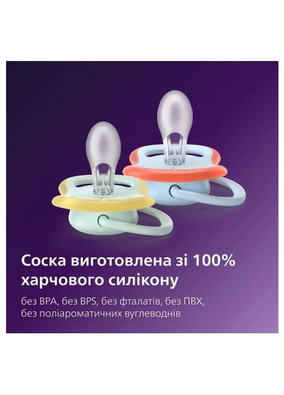 Пустушка Ultra Air 0-6 місяців 2 шт (SCF087/01) Philips Avent Ultra Air 0-6 місяців 2 шт (401755753)