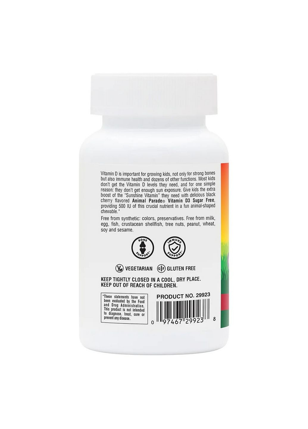 Витамины и минералы Animal Parade Vitamin D3 Sugar-Free, 90 жевательных таблеток Вишня Natures Plus (315868597)