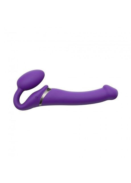 Безремінний страпон з вібрацією Strap-On-Me Vibrating Violet M, діаметр 3,8 см, пульт ДК, регульований No Brand (366877659)