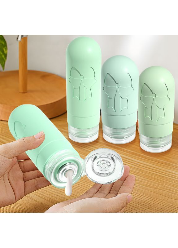 Набір дорожніх баночок для подорожей для косметики в прозорій косметичці силіконовий 4 шт 60 і 90 мл Зелений 113_6_0_2С No Brand (371813637)