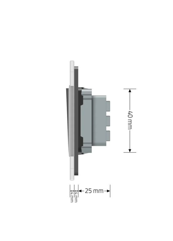 Кнопковий вимикач без фіксації Дзвінковий вимикач Імпульсний вимикач сірий скло (VL-C7FCMH-2IP) Livolo (370985007)