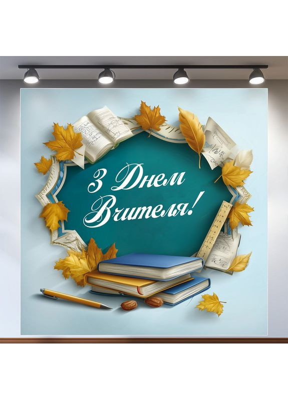 Банер «День вчителя» для фотозони – яскраве оформлення шкільного свята, 200×200 см, №41047 Vinylpex (362268566)