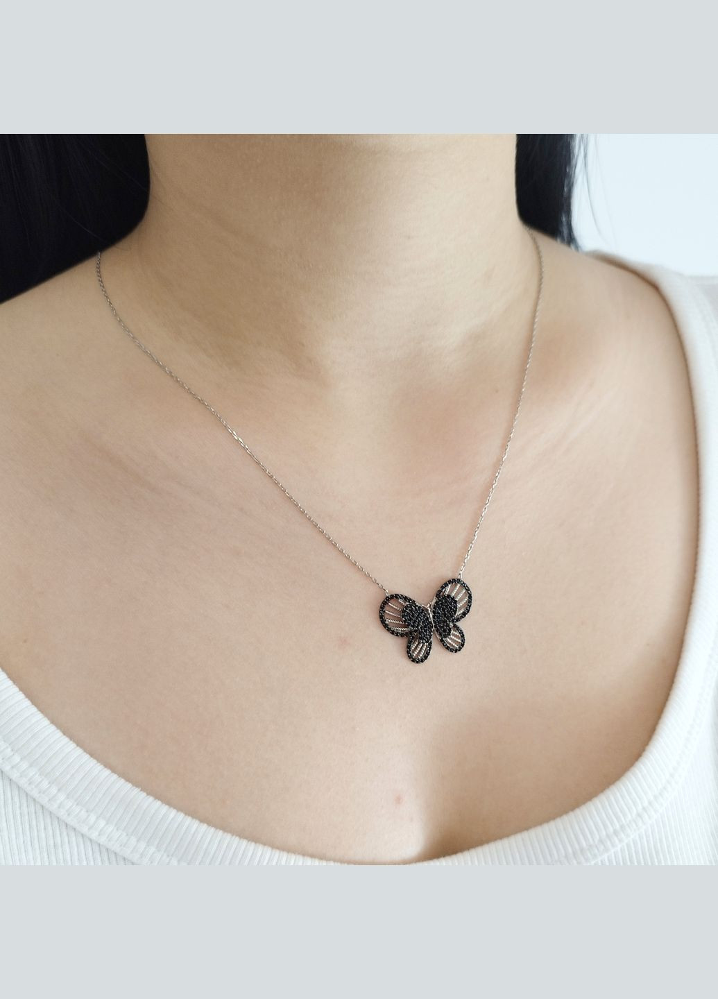 Срібне кольє з цирконієм "Метелик" КБ-цч Shatlen Кольє (328445741)