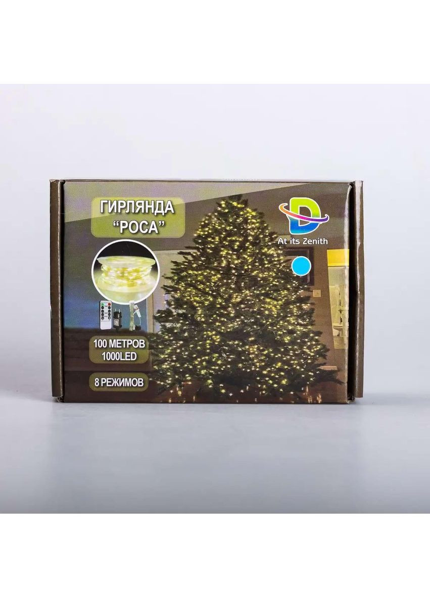 Гирлянда на пульте роса 100 метров на 1000 led светодиодов капля белый провод синяя 1000L100MWBL Garlando (370800027)