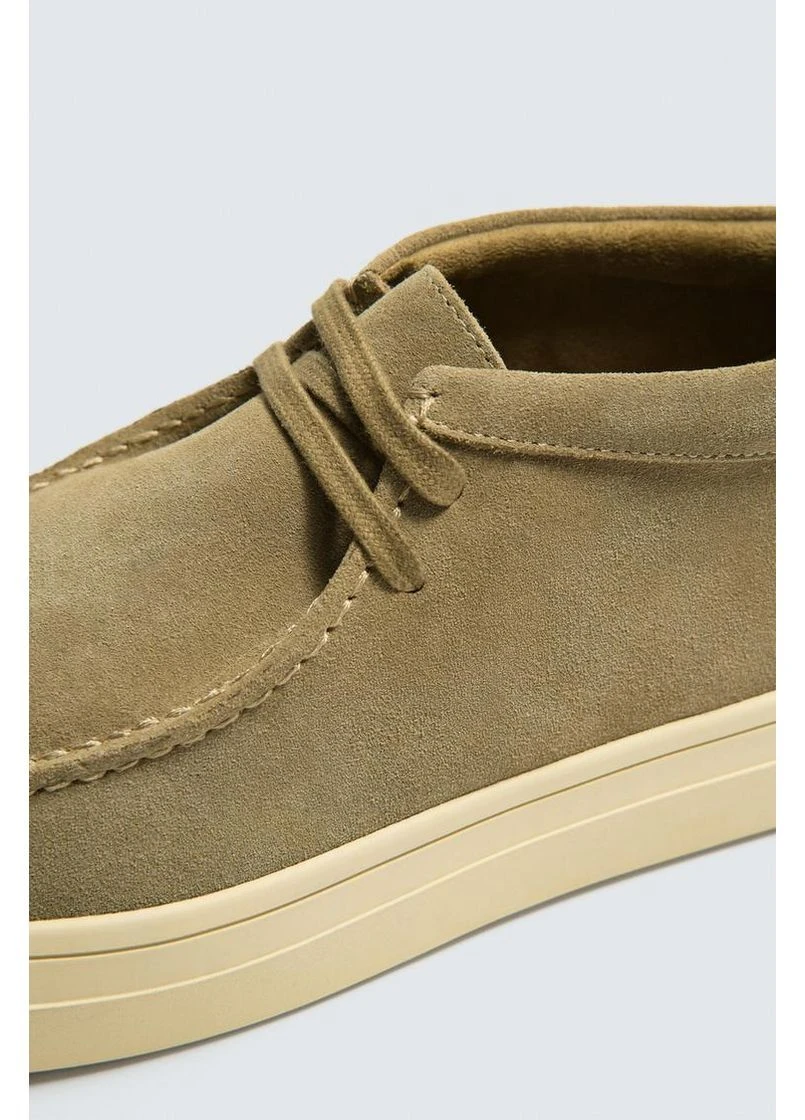 Песочные мужские замшевые ботинки с декоративной отстрочкой casual Zara