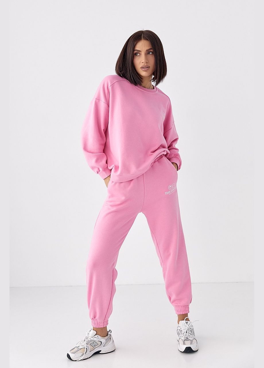 Женский спортивный костюм с джогерами и свитшотом - бежевый цвет Lurex (330988636)