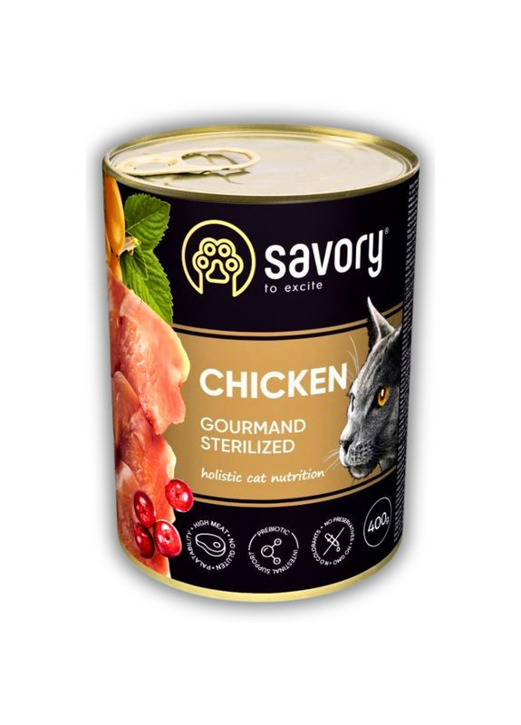 Упаковка влажного корма для стерилизованных кошек с курицей 400 г х 6 шт. Savory (355801315)