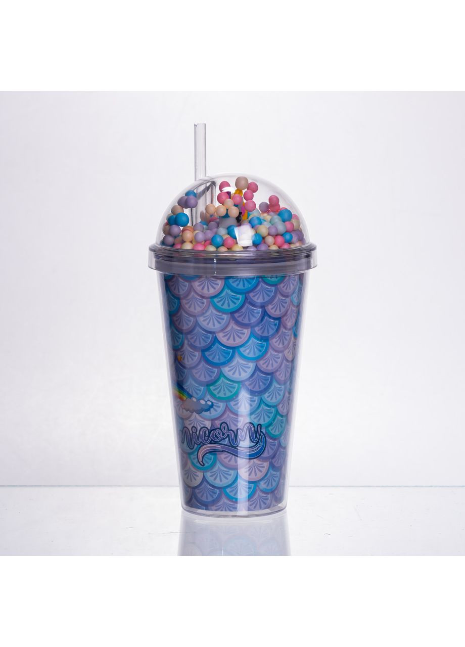 Пластиковый стакан с трубочкой и крышкой 400 мл многоразовый HP-18-2Y Yiwu (369673560)