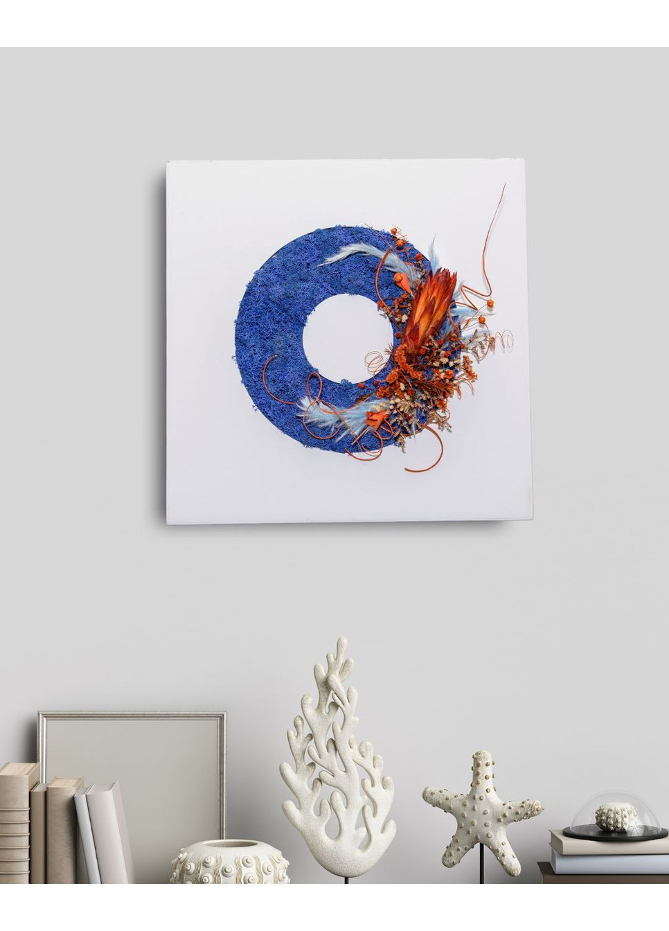 Панно ручной работы из стабилизированного мха и растений Point “Ember Flow” 40×40 см No Brand (370611237)