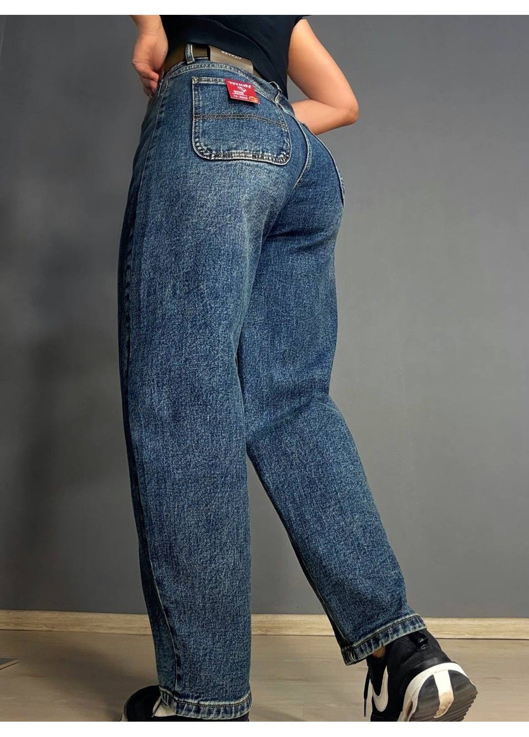 Джинси жіночі 8206 skater jeans широкі з ременем сині Vanver - (339506878)