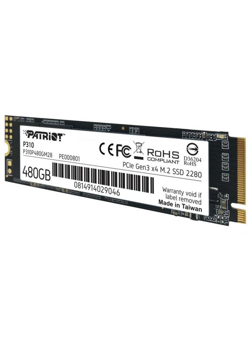 Накопитель SSD M.2 480GB NVMe 2280 PCIe 3.0x4 3D NAND TLC Patriot P310 (347645816)