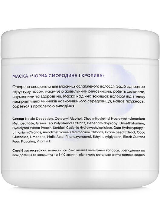 Маска для ослабленого волосся "Чорна смородина й кропива" Mask For Weak Hair 450ml (863416-176844) Botanioteka (369125509)