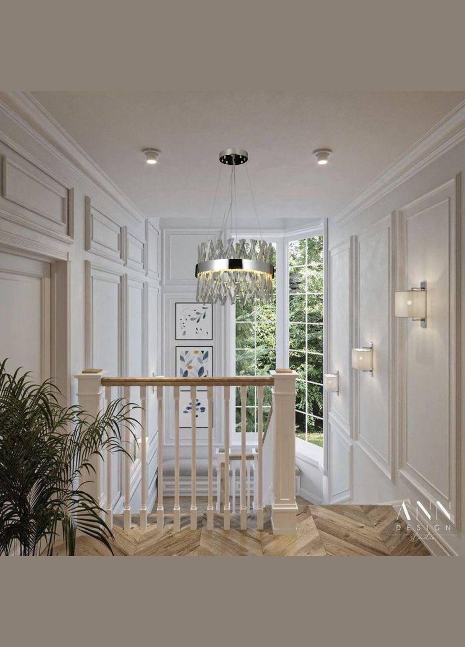 Серебряная led 40 см круглая люстра (909-LXL3009 CR) No Brand (370070294)