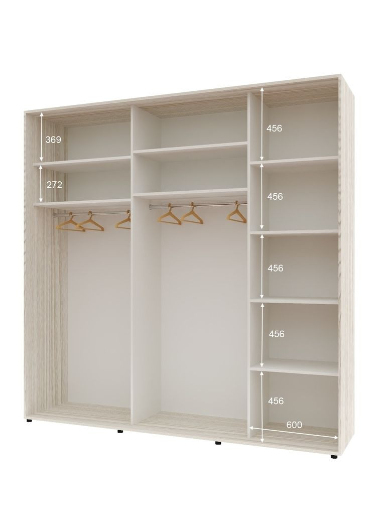 Шафа-купе тридверна 230*60*240 см Дуб Білений 3 двері ДСП Стандарт Комфорт Меблі (360430751)