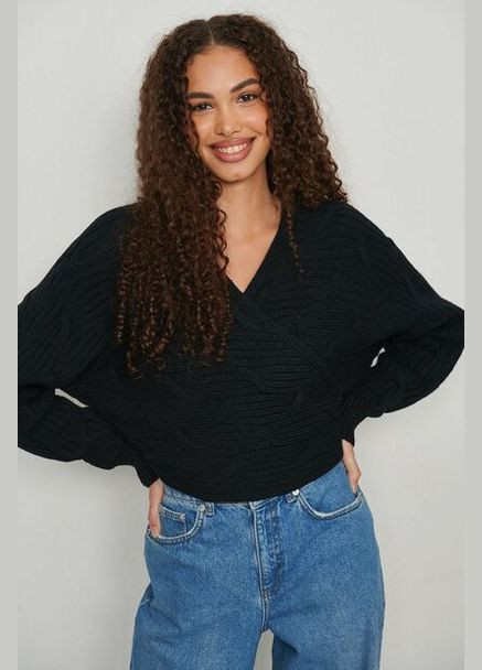 Кофта на запах NA-KD Wrap Detail Cable Knitted Sweater (302895195)