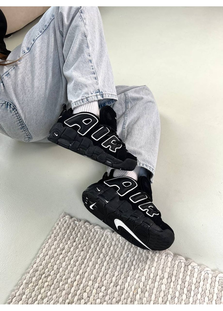 Чорні Осінні кросівки чоловічі nike air more uptempo 96 black white найк аір мор аптемпо No Brand