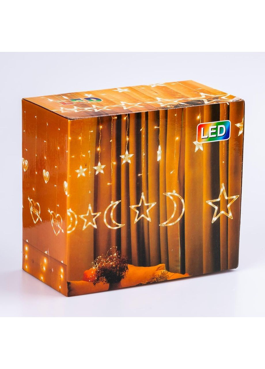 Гірлянда світлодіодна штора GarlandoPro зірка і місяць 108LED 3х0,9 м гірлянда зірка Жовтий Garlando (366964348)